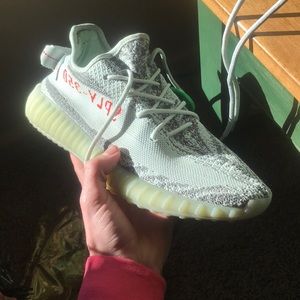 Blue tint yeezy adidas shoes